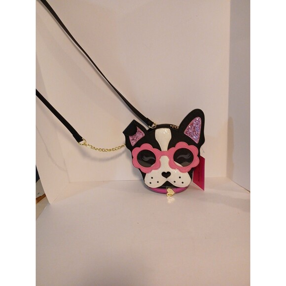 BETSEY JOHNSON "Puppy In Sunglasses" XOPUP Crossbody Bag W/Pink Glitter Accents - Picture 15 of 16